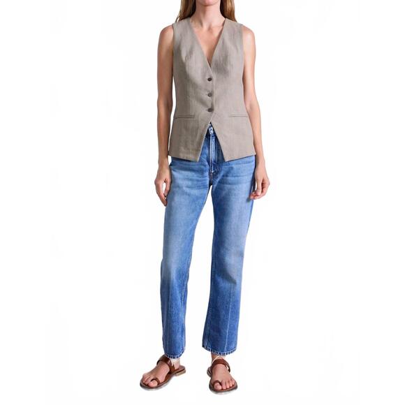 NEW APIECE APART helena v-neck vest in moss
